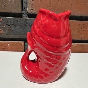 4.5” Bistro Brights Red Gurgling Glug-Glug Fish Pitcher Creamer Small
